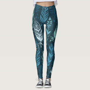 Ethnische Federn: farbenfrohes, nahtloses Muster. Leggings