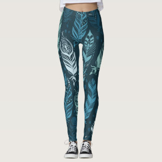 Ethnische Federn: farbenfrohes, nahtloses Muster. Leggings
