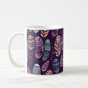 Ethnische Federn nahtlos Muster. Kaffeetasse