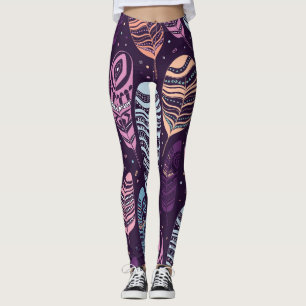 Ethnische Federn: Schwarzweißmuster Leggings
