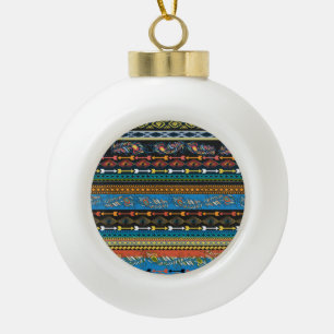 Ethnische Federn: Stickerei Boho Chic Keramik Kugel-Ornament