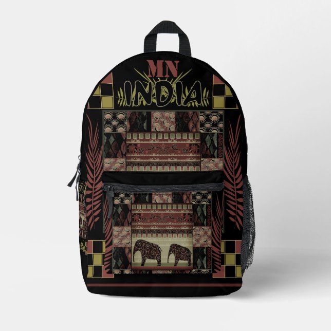 Ethnische Flickenteppiche in Indien Bedruckter Rucksack (Vorderseite)