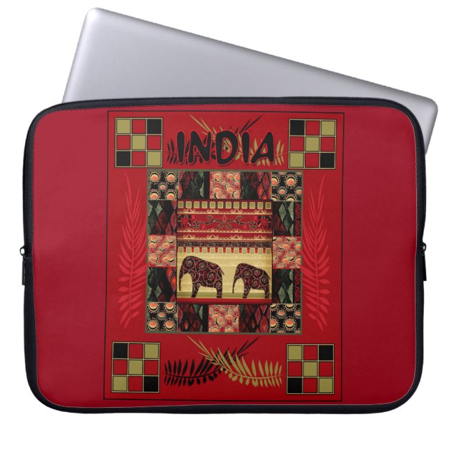 Ethnische Flickenteppiche in Indien Laptopschutzhülle (Vorderseite)