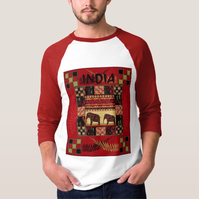 Ethnische Flickenteppiche in Indien T-Shirt (Vorderseite)