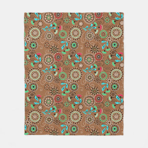 Ethnische Folk abstrakt florale Muster Retrobraun Fleecedecke