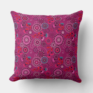 Ethnische Folk abstrakte Blumenmuster Retro-Crimso Kissen