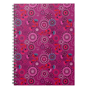 Ethnische Folk abstrakte Blumenmuster Retro-Crimso Notizblock