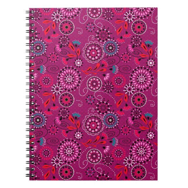 Ethnische Folk abstrakte Blumenmuster Retro-Crimso Notizblock (Vorderseite)