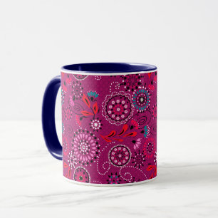 Ethnische Folk abstrakte Blumenmuster Retro-Crimso Tasse