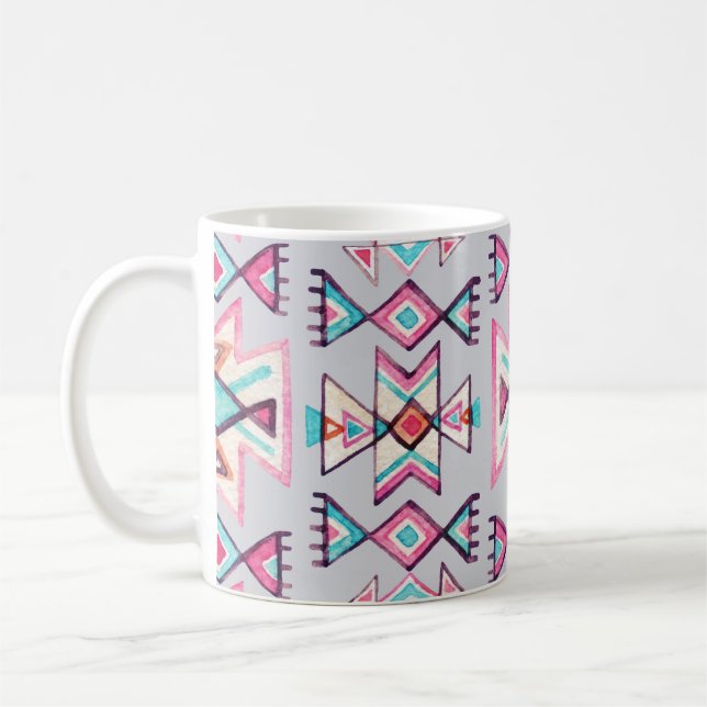 Ethnische geometrische, Aquarellmuster. Kaffeetasse (Links)