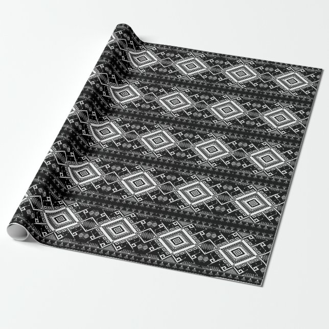 Ethnische geometrische indische Grenze, abstrakt. Geschenkpapier (Ungerollt)