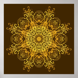 Ethnische goldene Mandala. Poster