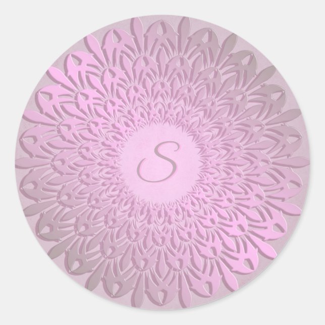 Ethnische Gradientenmandala. Monogramm. Runder Aufkleber (Vorderseite)
