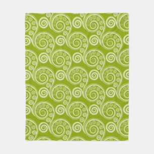Ethnische grüne Farnblatt-Swirls-Fleece-Decke Fleecedecke