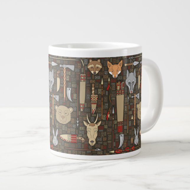 Ethnische Jagdmuster Jumbo-Tasse (Vorderseite Rechts)