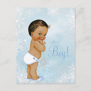 Ethnische Jungen-Winter-Märchenland-Babyparty Einladung