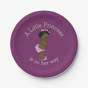 Ethnische kleine Dusche Prinzessin-Baby lila Pappteller