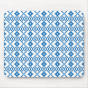Ethnische lettische blau-weiße Stammesvolkskunst Mousepad