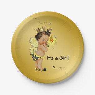 Ethnische Mädchen-Bienen-Baby-Party Pappteller