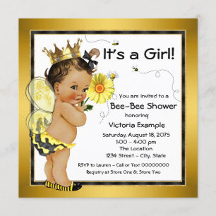 Ethnische Mädchen-Bienen-Babyparty Einladung