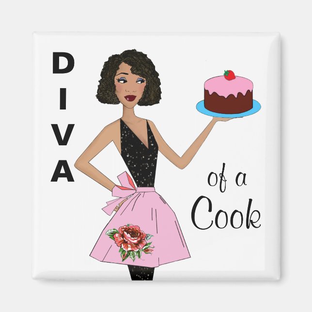 Ethnische Magnete "Diva of a Cook" Magnet (Vorne)