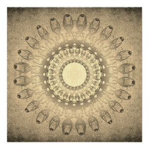 Ethnische Mandala auf Grunge-Hintergrund Poster