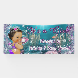 Ethnische Meerjungfrau-Baby-Shower-Flagge Banner