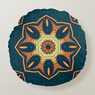 Ethnische nahtlose Muster mit Mandala. Darstellung Rundes Kissen