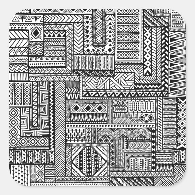 Ethnische Ornament Quadratischer Aufkleber (Vorderseite)