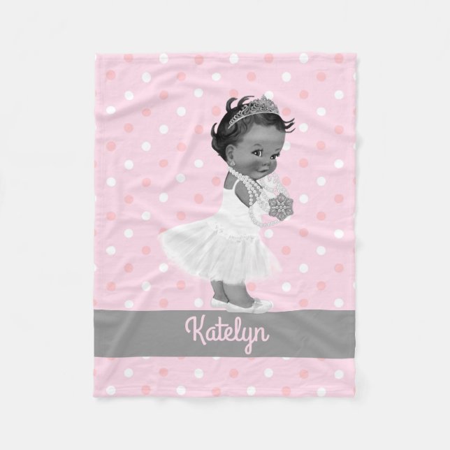 Ethnische Polka-Punkte Prinzessin-Nursery Gray Fleecedecke (Vorderseite)
