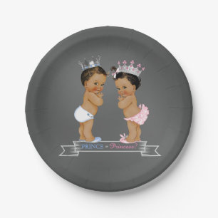 Ethnische Prinz Prinzessin Kreide Baby Shower Pappteller