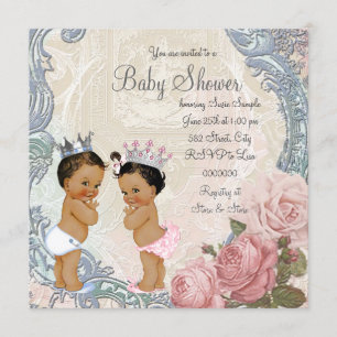 Ethnische Prinz-und Prinzessin-Twin Babyparty Einladung