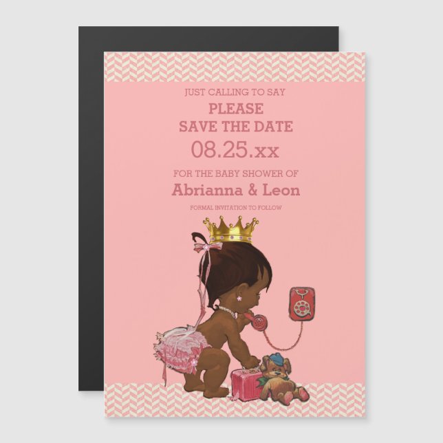 Ethnische Prinzessin auf dem Telefon Save the Date Magneteinladung (Vorne/Hinten)