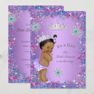 Ethnische Prinzessin Baby-Party in Lila Türkis Bla Einladung