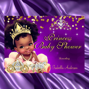 Ethnische Prinzessin Baby Shower Lila Tiara Kutsch Einladung