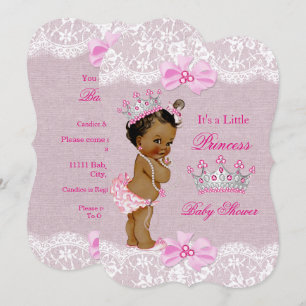 Ethnische Prinzessin Baby Shower Mädchen Rosa Jute Einladung