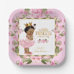 Ethnische Prinzessin Baby Shower Pink Gold Rose Fl Pappteller