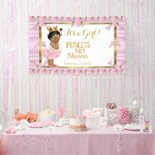Ethnische Prinzessin Baby Shower Pink Gold Tutu Banner