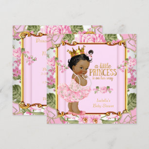 Ethnische Prinzessin Baby Shower Pink Rose Floral Einladung