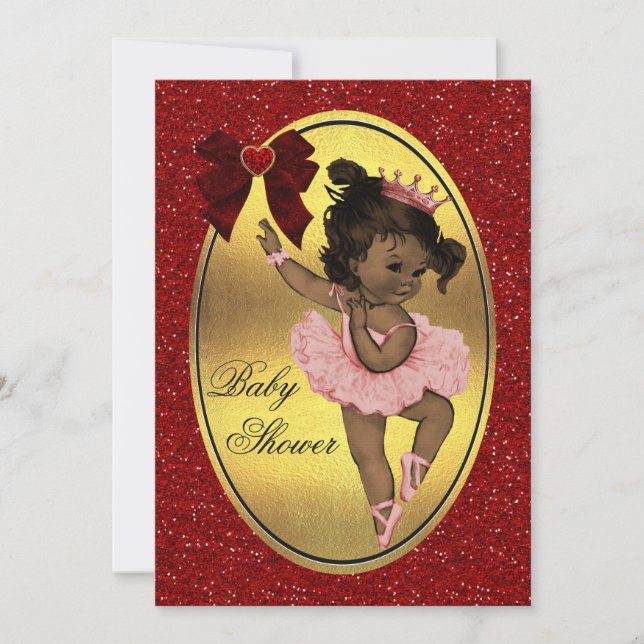 Ethnische Prinzessin Ballerina Imitate Gold Foil G Einladung (Vorderseite)