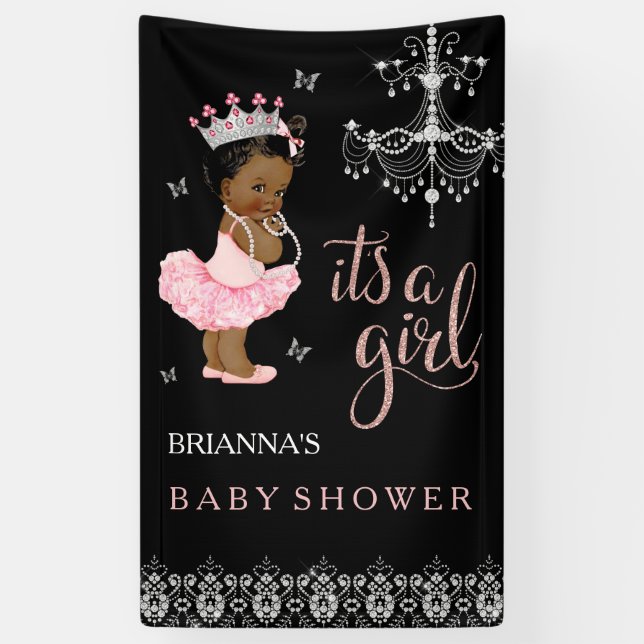 Ethnische Prinzessin Es ist ein Mädchen-Baby-Dusch Banner (Vertikal)