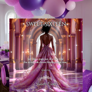 Ethnische Prinzessin Sweet 16 Birthday Pink Lila Einladung