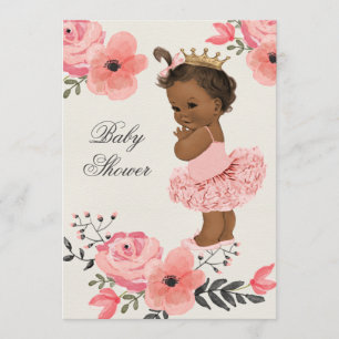 Ethnische Prinzessin Tutu Floral Wasserfarbe Babyd Einladung