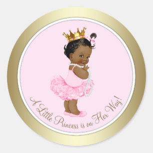 Ethnische Prinzessin Tutu Perlen Rosa Gold Babypar Runder Aufkleber