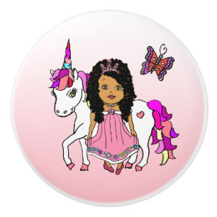 Ethnische Prinzessin und Einhorn Keramikknauf