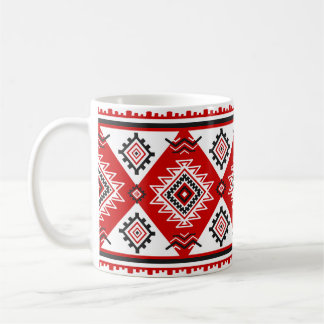 Ethnische Schwarz-weiße rote, ukrainische Motive. Kaffeetasse