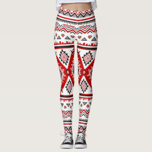 Ethnische Schwarz-weiße rote, ukrainische Motive. Leggings