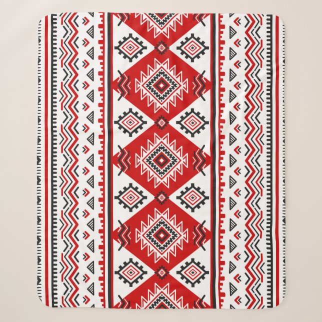 Ethnische Schwarz-weiße rote, ukrainische Motive. Sherpadecke (Vorderseite)