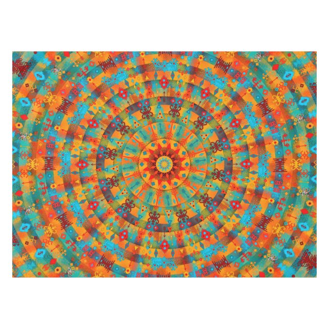 Ethnische Stammes- Mandala #1 Tischdecke (Vorderseite (Horizontal))