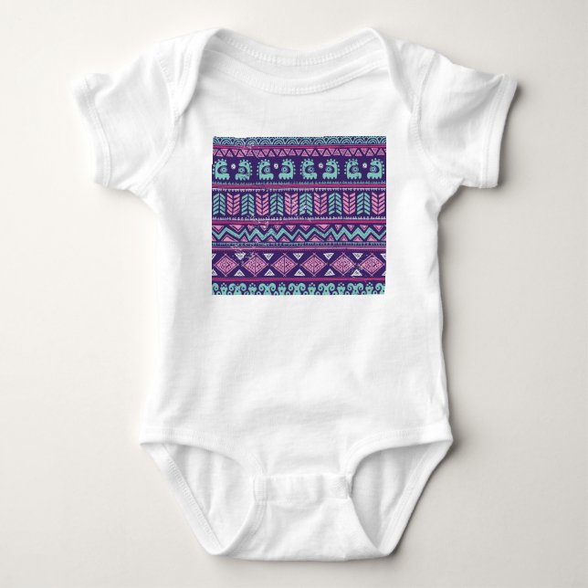 Ethnische Stammeskultur: farbenfrohes, nahtloses M Baby Strampler (Vorderseite)